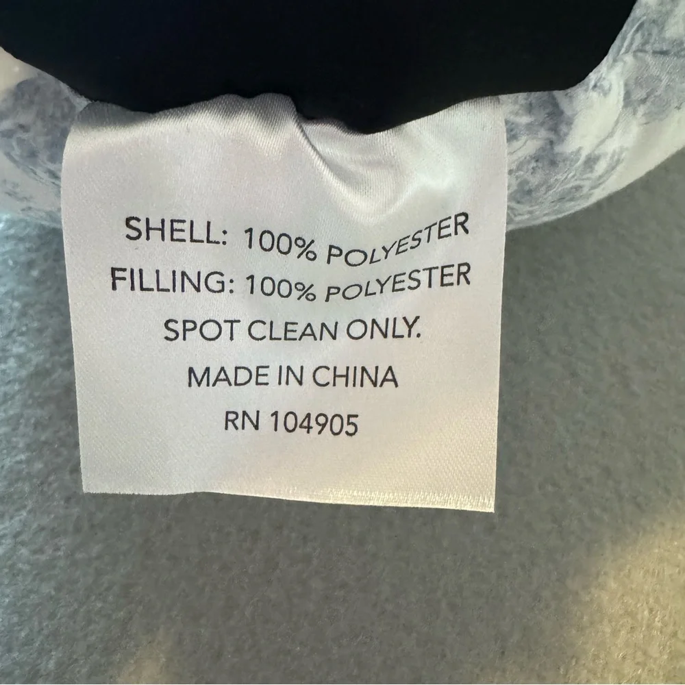 Rachel Zoe Elegant Blue and White Shabby Chic Round Pillow W/Bow‎